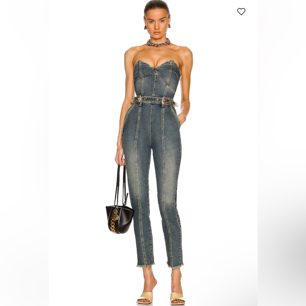 Retrofete Dree Denim Strapless Jumpsuit Size 28